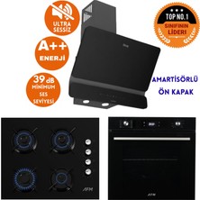 Ferre ve Afm Tech Marka Upe Sessiz 8 Prog.turbo Siyah Dijital Ankastre Set (D080-SA +FM7700+FM2200)