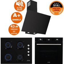 Ferre ve Afm Tech Markalı Jeo Sessiz  Turbolu Dijital Siyah Ankastre Set (D077-SA + FM7700 +FM2200)