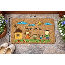 Çocuk Çizimi Desenli Kapı Önü ve Iç Mekan Paspası