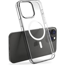 Voyo Apple iPhone 15 Pro Max Uyumlu M-Safe Manyetik Şeffaf Silikon Hafif ve Koruyucu