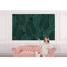 the mr east Büyük Tropikal Yeşil Yapraklar Desenli Duvar KAĞIDI-5618