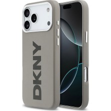 iPhone 17 Pro Max Uyumlu Kılıf Dkny Lisanslı M-Safe Şarj Özellikli Pu Büyük Dikey Logolu Kapak Bej