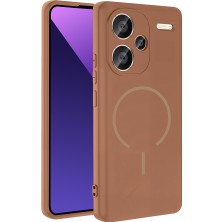 Techaks Redmi Note 13 Pro Plus 5g Kılıf M-Safe Şarj Özellikli Zore Meta Kapak - Kahverengi