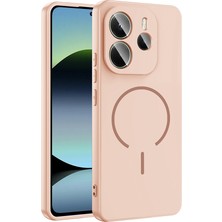 Techaks Redmi Note 14 4g Kılıf M-Safe Şarj Özellikli Zore Meta Kapak - Rose Pembe