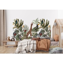 the mr east Tropikal Orman Bitkileri ve Hayvanları Çocuk Odası Duvar KAĞIDI-5610