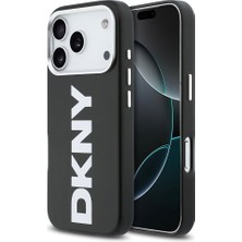 iPhone 17 Pro Uyumlu Kılıf Dkny Orjinal Lisanslı M-Safe Özellikli Pu Büyük Dikey Logolu Kapak Siyah