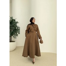 Moda Aksa 6005 Bel Fiyonk Etekli Takım Yağ Yeşil