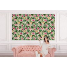 the mr east Botanik, Tropikal Çiçek ve Yaprak Desenli Duvar KAĞIDI-5666