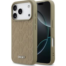 iPhone 17 Pro Uyumlu Kılıf Dkny Lisanslı M-Safe Özellikli 3D Yazılı Grid Pattern Kapak Kahverengi
