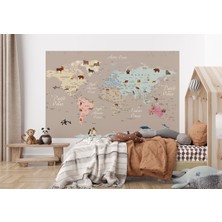 the mr east Dünya Haritası Çocuk ve Bebek Odası Hayvanlar Alemi Duvar KAĞIDI-3817