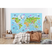 the mr east Dünya Haritası Çocuk ve Bebek Odası Hayvanlar Alemi Duvar KAĞIDI-3783