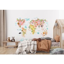 the mr east Eğitici Dünya Haritası Dünya Atlası Çocuk ve Bebek Kız Çocuğu Odası Duvar KAĞIDI-3777
