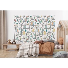 the mr east Sevimli Trafik Desenli Öğretici Çocuk Odası Duvar KAĞIDI-5750