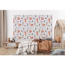 the mr east Suluboya Görünümlü Sevimli Tilki Desenli Duvar Kağıdı Kreş Okul POSTERI-5756