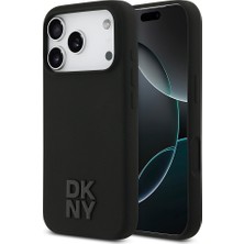 iPhone 17 Pro Uyumlu Kılıf Dkny Orjinal Lisanslı M-Safe Özellikli Metal Logolu Silikon Kapak Siyah