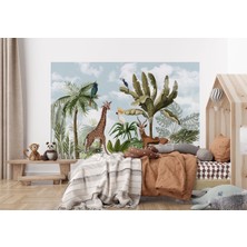 the mr east Tropikal Orman Bitkileri ve Hayvanlar Çocuk Odası Duvar KAĞIDI-5625
