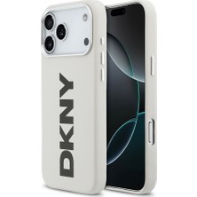 DKNY Apple iPhone 17 Pro Max Uyumlu Kılıf Orjinal Lisanslı M-safe Şarj Özellikli PU Büyük Dikey Logolu Kapak