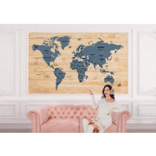 the mr east Ingilizce Dünya Haritası Duvar Kağıdı Ahşap Görünümlü Detaylı -1843