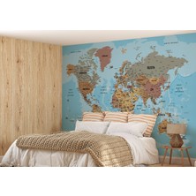 the mr east Dünya Haritası Türkçe Duvar Kağıdı Ayrıntılı Dekoratif-Okyanuslu 2182