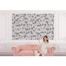 the mr east Siyah Beyaz Şehir Manzarası Desenli Duvar KAĞIDI-5702