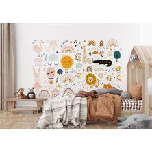 the mr east Sevimli Hayvanlar Desenli Duvar Kağıdı Kreş Okul POSTERI-5532