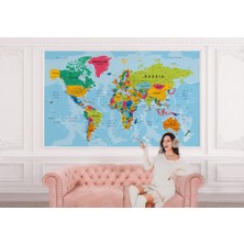 the mr east Renkli Dünya Haritası Duvar Kağıdı Detaylı Ülke ve Başkentli İNGILIZCE-2173