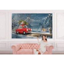 the mr east Noel Baba ve Küçük Kırmızı Retro Arabası Duvar KAĞIDI-3752