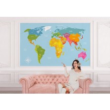 the mr east Ingilizce Renkli Dünya Haritası Duvar KAĞIDI-1072