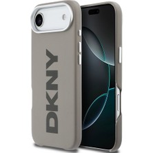 iPhone 17 Air Uyumlu Kılıf Dkny Orjinal Lisanslı M-Safe Özellikli Pu Büyük Dikey Logolu Kapak Bej