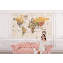 the mr east Dünya Haritası Duvar Kağıdı Pastel Tonlar Ingilizce Eğitici Dünya HARITASI-2525