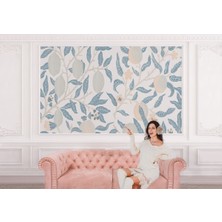 the mr east Mavi Pastel Yapraklar Duvar KAĞIDI-5642