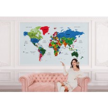 the mr east Dünya Haritası Duvar Kağıdı Detaylı Ülke ve Başkentli Ingilizce Dünya HARITASI-1703