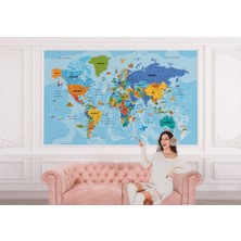 the mr east Türkçe Dünya Haritası Duvar Kağıdı Son Derece Detaylı ve DEKORATIF-2040