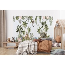 the mr east Tropikal Orman Bitkileri ve Hayvanları Çocuk Odası Duvar KAĞIDI-5615