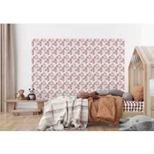 the mr east Pembe Çiçek Desenli Kız Çocuğu Odası Duvar KAĞIDI-5595