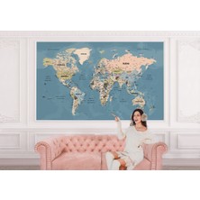 the mr east Ürkçe Dünya Haritası Ayrıntılı Eğitici-Öğretici Okyanuslu Dekoratif Duvar KAĞIDI-2522