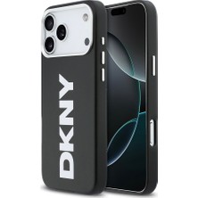iPhone 17 Pro Max Uyumlu Kılıf Dkny Lisanslı M-Safe Şarj Özellikli Pu Büyük Dikey Logolu Kapak Siyah