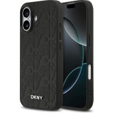iPhone 17 Uyumlu Kılıf Dkny Orjinal Lisanslı M-Safe Özellikli 3D Yazılı Grid Pattern Kapak Siyah