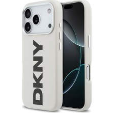iPhone 17 Pro Uyumlu Kılıf Dkny Orjinal Lisanslı M-Safe Özellikli Pu Büyük Dikey Logolu Kapak Beyaz