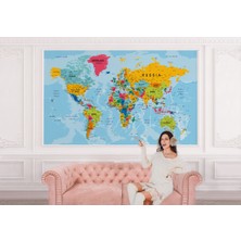 the mr east Dünya Haritası Duvar Kağıdı Detaylı Ülke ve Başkentli Ingilizce Dünya HARITASI-2171