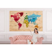the mr east Ingilizce Dünya Haritası Duvar Kağıdı Ahşap Görünümlü Detaylı -1812