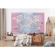 the mr east Dünya Haritası Çocuk ve Bebek Odası Hayvanlar Alemi Duvar KAĞIDI-3801