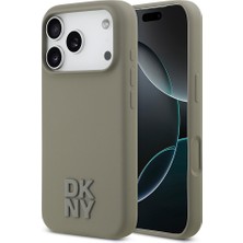 iPhone 17 Pro Uyumlu Kılıf Dkny Orjinal Lisanslı M-Safe Özellikli Metal Logolu Silikon Kapak Bej