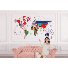 the mr east Bayraklı Dünya Haritası Duvar Kağıdı Eğitici Öğretici DETAYLI-1043