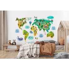 the mr east Dünya Haritası Çocuk ve Bebek Odası Hayvanlar Alemi Duvar KAĞIDI-3807
