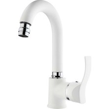 Gms Akdeniz Mix Kuğu Lavabo Bataryası (Krom-Beyaz) AKD401K