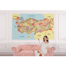 the mr east Türkiye Haritası Il ve Ilçeli Ayrıntılı Eğitici Komşulu Duvar KAĞIDI-3017