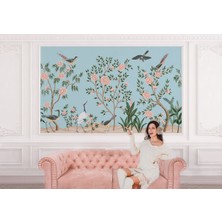 the mr east Pembe Çiçekli Ağaç ve Kuşlar Duvar KAĞIDI-5620
