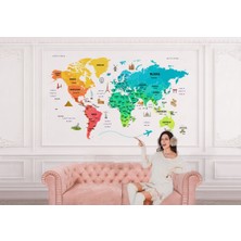 the mr east Dünya Haritası Renkli Duvar Kağıdı Ülke ve Başkentli Ingilizce Dünya Haritası -2337