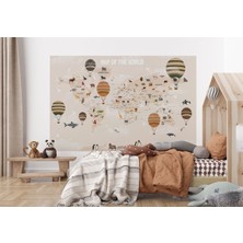 the mr east Dünya Haritası Çocuk ve Bebek Odası Hayvanlar Alemi Duvar KAĞIDI-3792